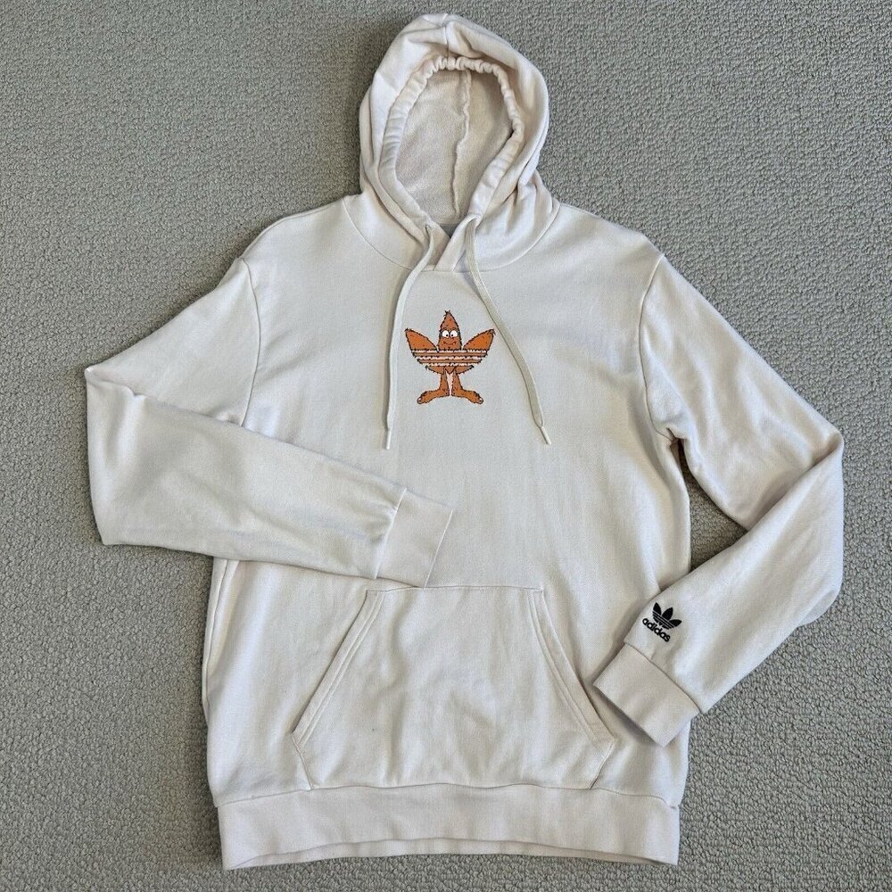Adidas‎ Originals Graphic Fun Hoodie Wonder White Size M Cotton Pocket Logo